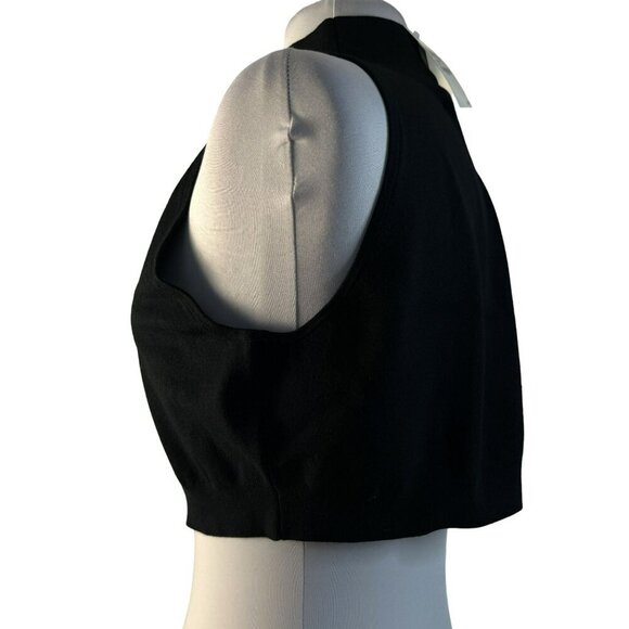 Open Edit Black Sleeveless Mockneck Pullover Stretch Cropped Top Sz Large NEW - Picture 3 of 5